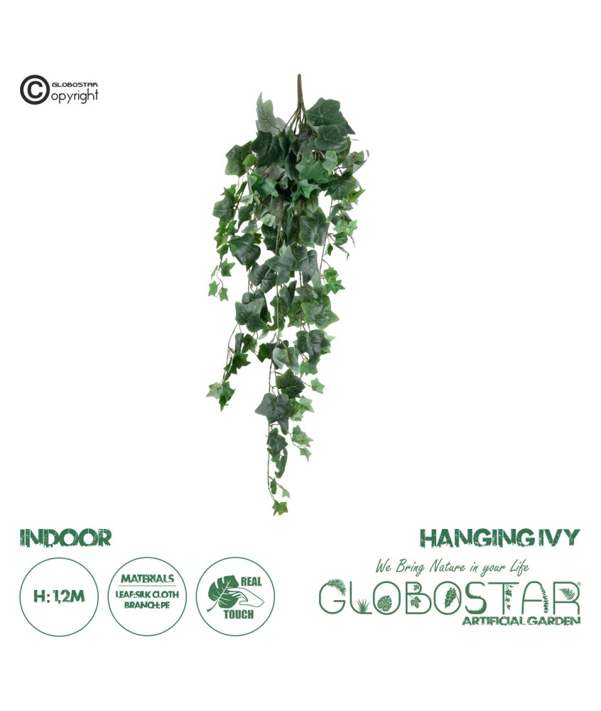GloboStar® Artificial Garden IVY HANGING BRANCH 20244 Τεχνητό Διακοσμητικό Κρεμαστό Φυτό Κισσός Υ120cm